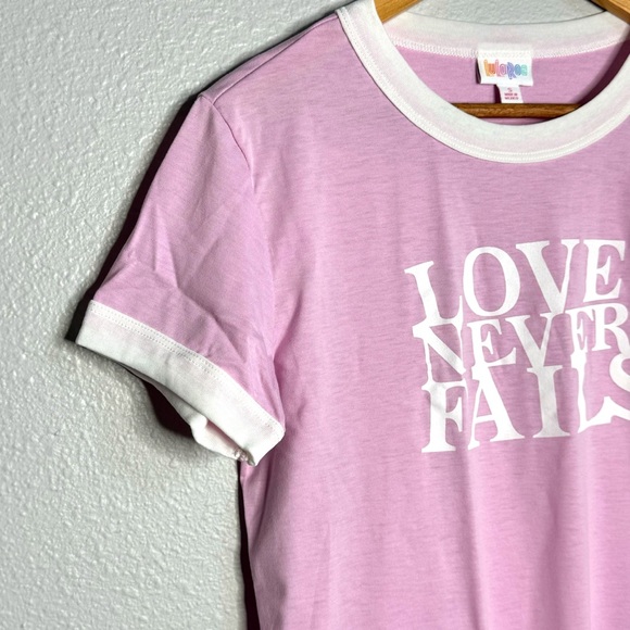 NWT Small “LOVE NEVER FAILS” Liv T-shirt , LuLaRoe - Picture 3 of 4